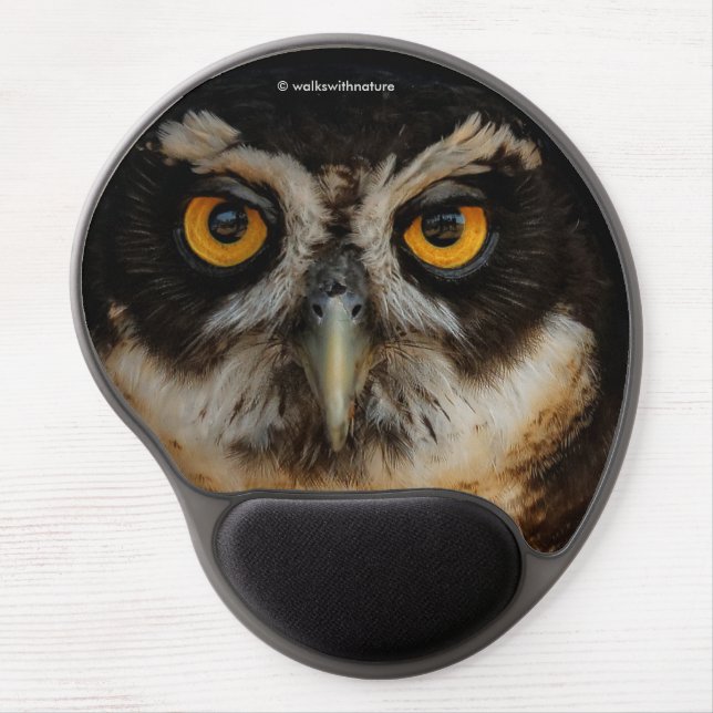 Mesmerizing Golden Eyes of a Spectacled Owl Gel Mouse Pad (Front)