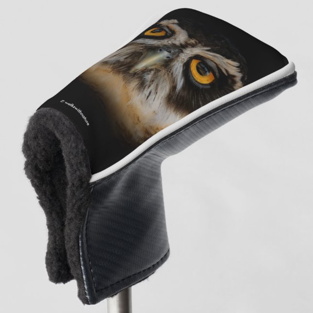 Mesmerizing Golden Eyes of a Spectacled Owl Golf Head Cover (3/4 Front)