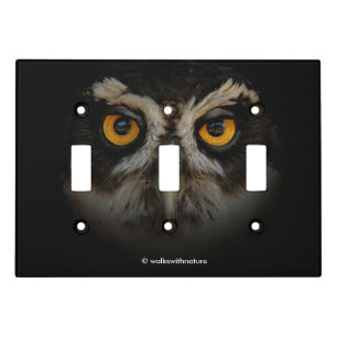 Mesmerizing Golden Eyes of a Spectacled Owl Light Switch Cover