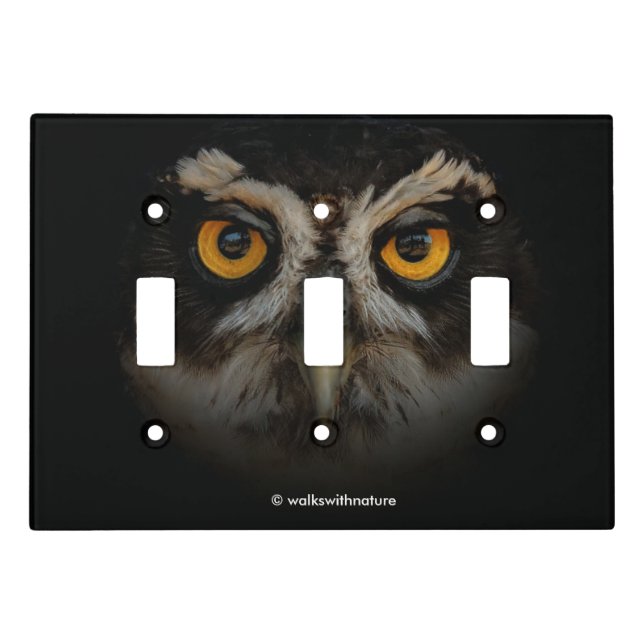 Mesmerizing Golden Eyes of a Spectacled Owl Light Switch Cover (Front)