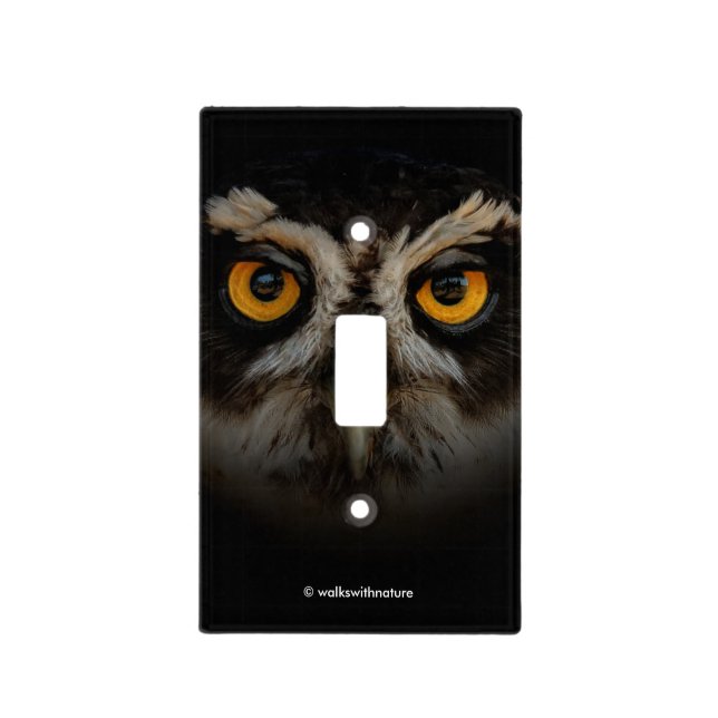 Mesmerizing Golden Eyes of a Spectacled Owl Light Switch Cover (Front)