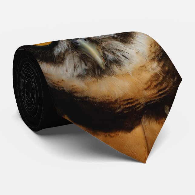 Mesmerizing Golden Eyes of a Spectacled Owl Neck Tie (Rolled)