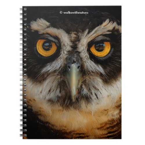 Mesmerizing Golden Eyes of a Spectacled Owl Notebook