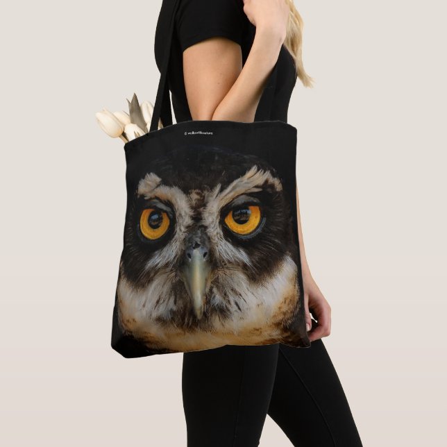 Mesmerizing Golden Eyes of a Spectacled Owl Tote Bag (Close Up)