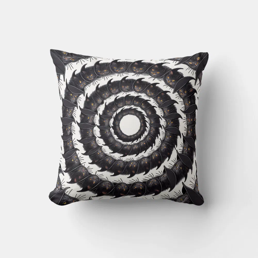 Mesmerizing Halloween Cats Throw Pillow