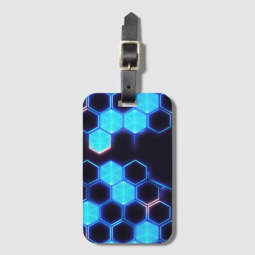 Mesmerizing Holographic Cyberpunk Hexagon Tiles Luggage Tag