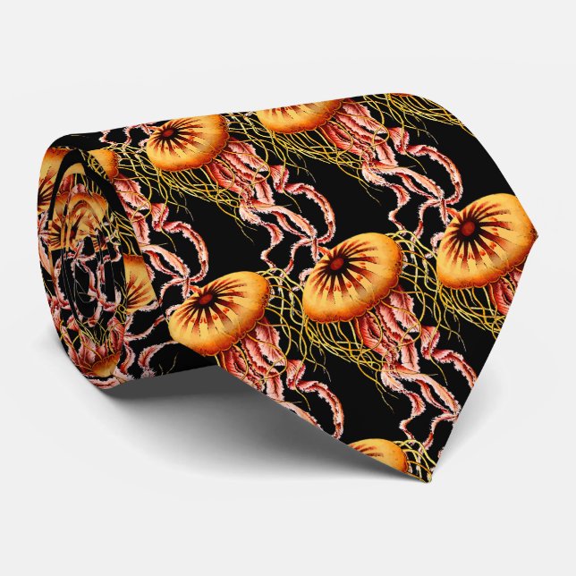 Mesmerizing Jellyfish Retro Art  Neck Tie (Rolled)