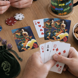 Mesmerizing Koi Mermaid Water Dragon Fantasy Poker Cards