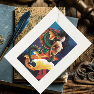 Mesmerizing Koi Mermaid Water Dragon Fantasy Rectangular Sticker