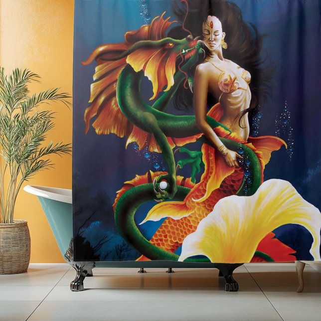 Mesmerizing Koi Mermaid Water Dragon Fantasy Shower Curtain (Creator Uploaded)