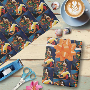Mesmerizing Koi Mermaid Water Dragon Fantasy Wrapping Paper