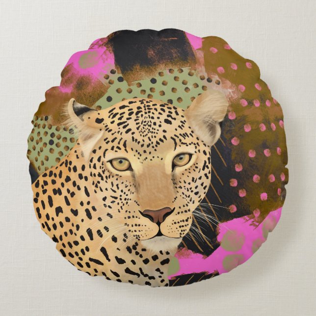 Mesmerizing Leopard Round Pillow (Front)