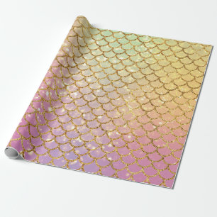 Mesmerizing Mermaid Scales Pink Purple Gold Green Wrapping Paper