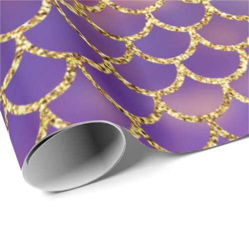 Mesmerizing Mermaid Scales Purple Green Blue Gold Wrapping Paper