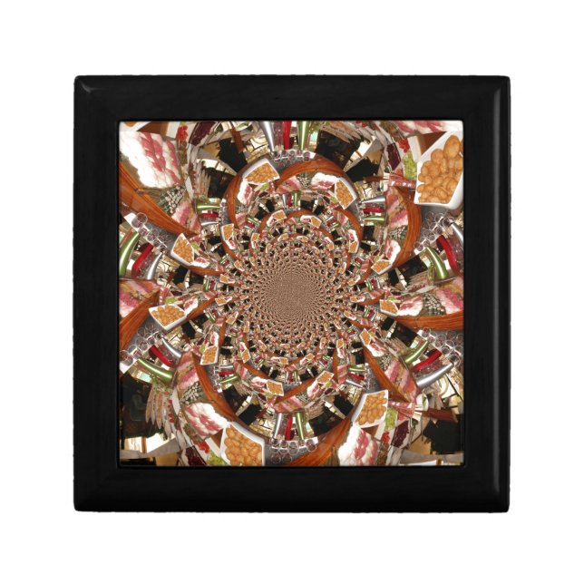 Mesmerizing Mosaic of Sushi Brown Colors Jewelry Box (Front)