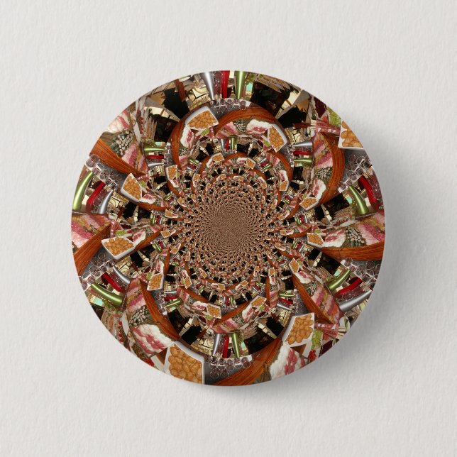 Mesmerizing Mosaic of Sushi Brown Colors Pinback Button (Front)