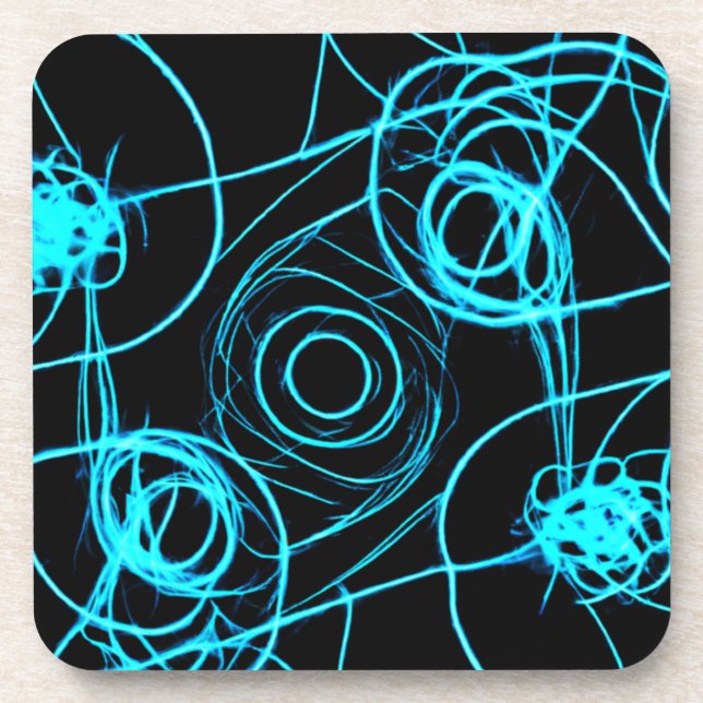 Mesmerizing Neon Patterns Art Beverage Coaster (Front)
