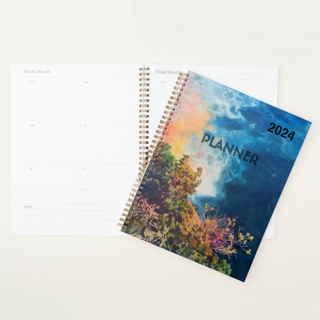 MESMERIZING OCEAN BLUE WAVES PLANNER (Display)