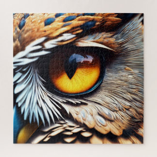 Mesmerizing Owl Eye - Vivid Wildlife Detail Jigsaw Puzzle