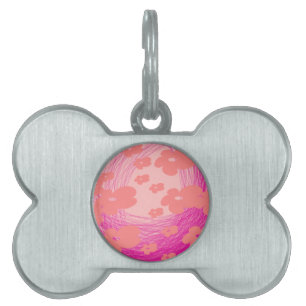 mesmerizing pink flower pet ID tag
