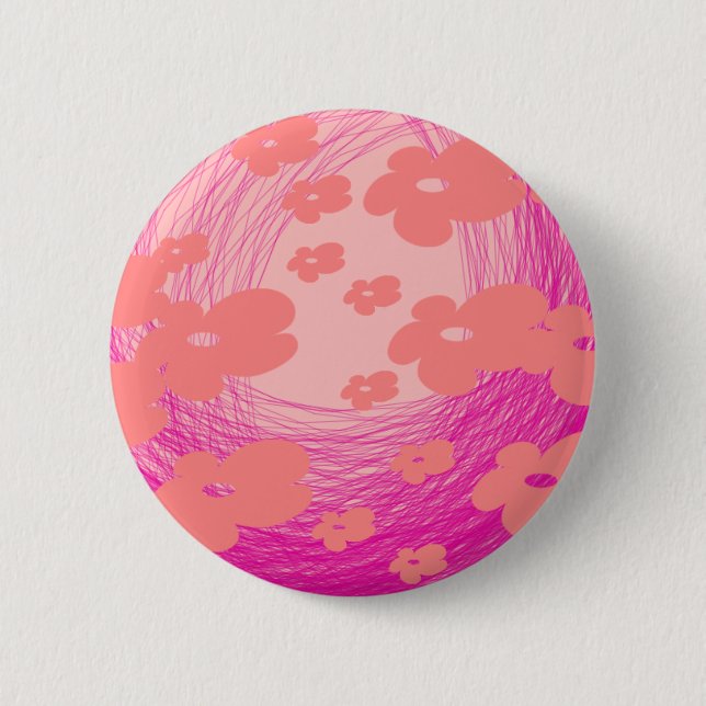 mesmerizing pink flower pinback button (Front)