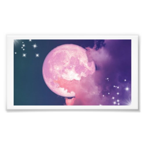 Mesmerizing Pink Moon Setting Poster