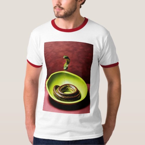 Mesmerizing Serpent Symphony Snake Over the Bowl  T_Shirt