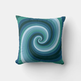 Mesmerizing Spiral in Blue and Green Throw Pillow