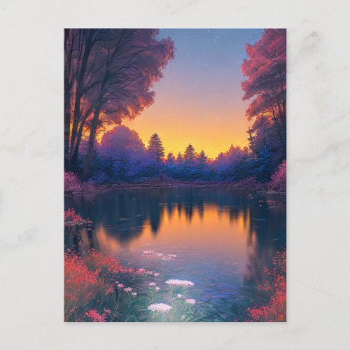 Mesmerizing Sunset Over the Charming Lake Postcard
