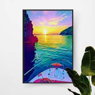 Mesmerizing Sunset Seascape - France by Boat Poster