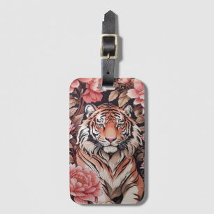 Mesmerizing Tiger Pink Flowers Luggage Tag