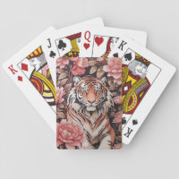 Mesmerizing Tiger Pink Flowers Playing Cards