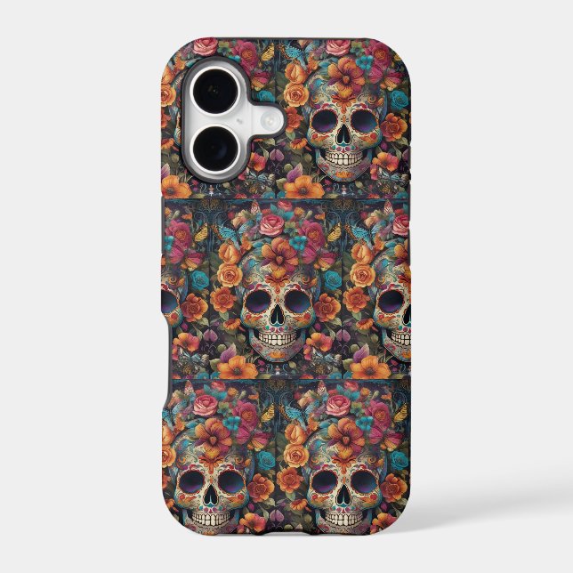 Mesmerizing Tradition: Vibrant Sugar Skull Iphone Case (Back)