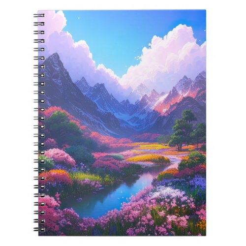 Mesmerizing Valley Adorned with Colorful Flowers Notebook