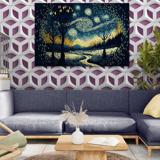 Mesmerizing Van Gogh-inspired Night Landscape - Canvas Print (Creator Uploaded)