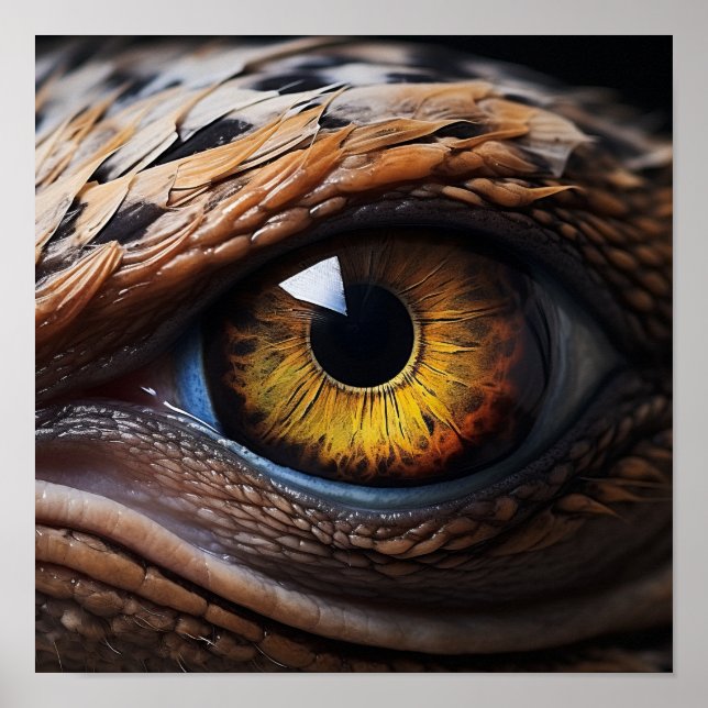 Mesmerizing Velociraptor Eyes Poster - Dinosaur Ar (Front)