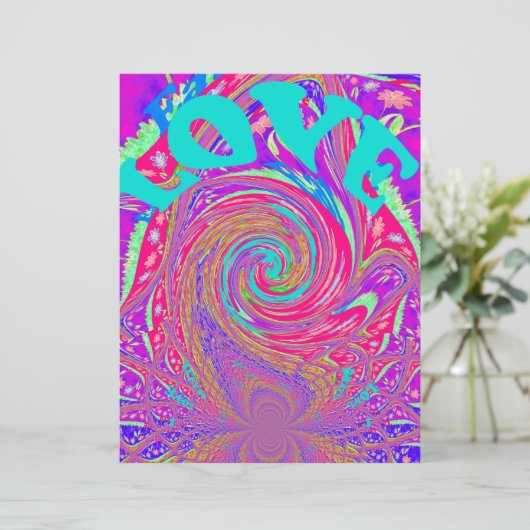 Mesmerizing Whirlpool Love Cyan Text art Graphic (Standing Front)