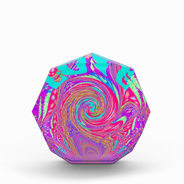 Mesmerizing Whirlpool Love Cyan Text art Graphic  Acrylic Award (Front)