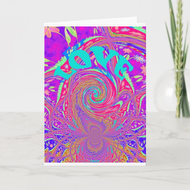 Mesmerizing Whirlpool Love Cyan Text art Graphic  Announcement (Front)