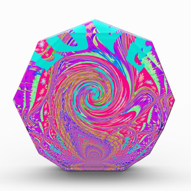 Mesmerizing Whirlpool Love Cyan Text art Graphic  Award (Front)