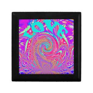 Mesmerizing Whirlpool Love Cyan Text art Graphic Jewelry Box