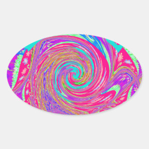 Mesmerizing Whirlpool Love Cyan Text art Graphic  Oval Sticker