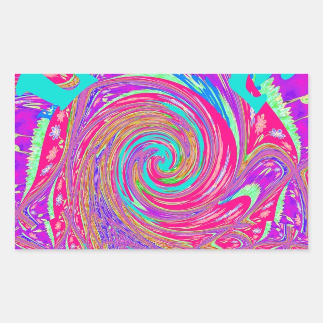 Mesmerizing Whirlpool Love Cyan Text art Graphic  Rectangular Sticker (Front)