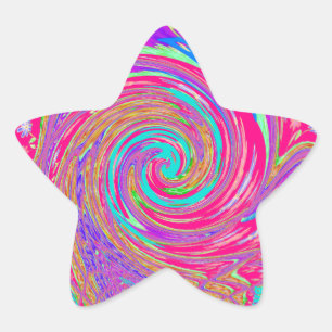 Mesmerizing Whirlpool Love Cyan Text art Graphic Star Sticker