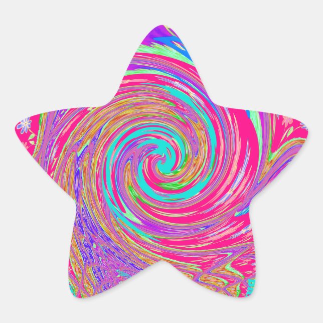 Mesmerizing Whirlpool Love Cyan Text art Graphic  Star Sticker (Front)