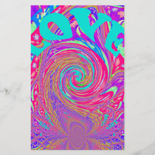 Mesmerizing Whirlpool Love Cyan Text art Graphic  Stationery