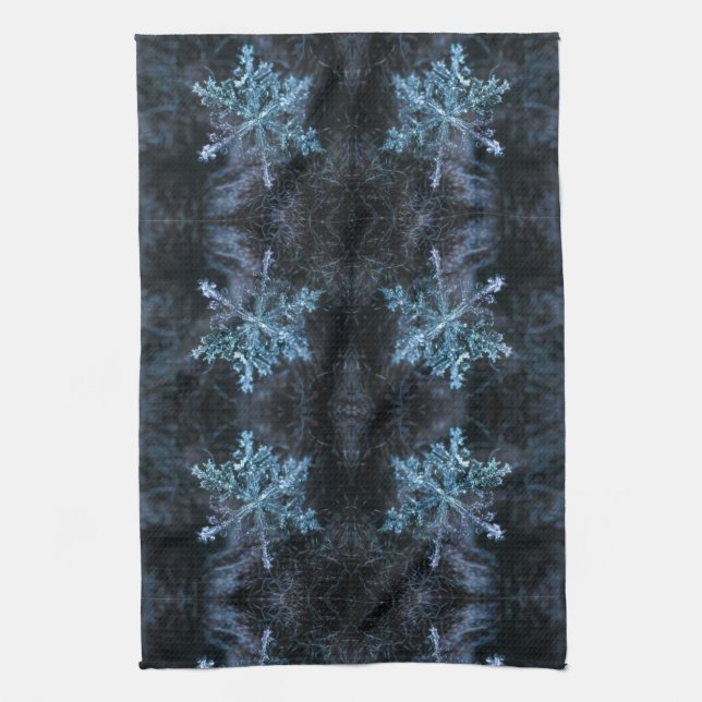 Mesmorizing Snow chrystal blue flake   Kitchen Towel (Vertical)