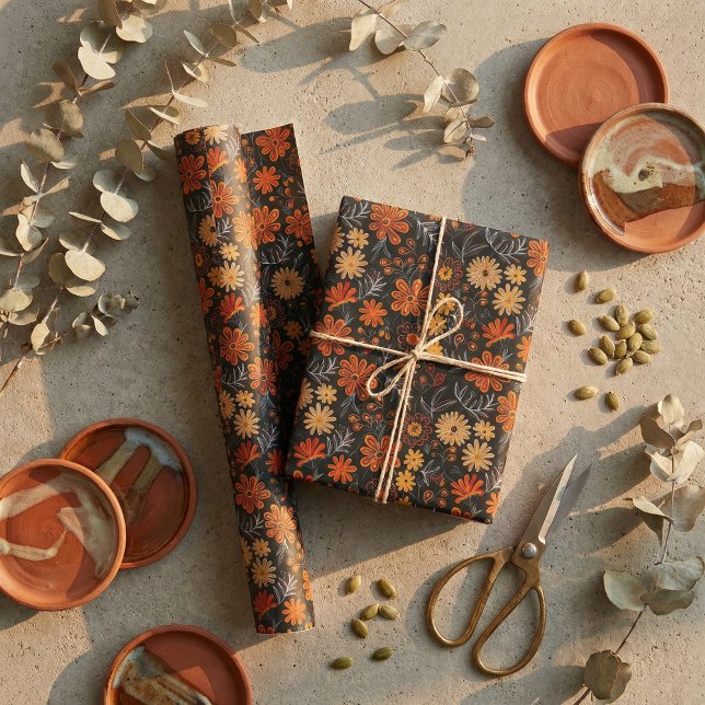 Mesoamerican-Inspired Embroidered Floral Pattern Wrapping Paper (Creator Uploaded)