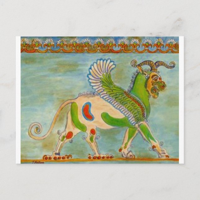 Mesopotamian Winged Lion by S Ambrose Postcard (Front)