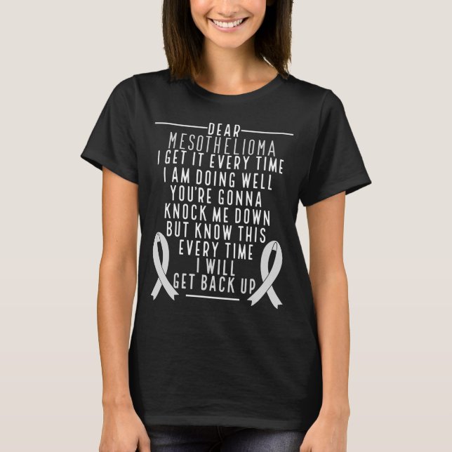 Mesothelioma Awareness get back up Pearl Ribbon T-Shirt (Front)